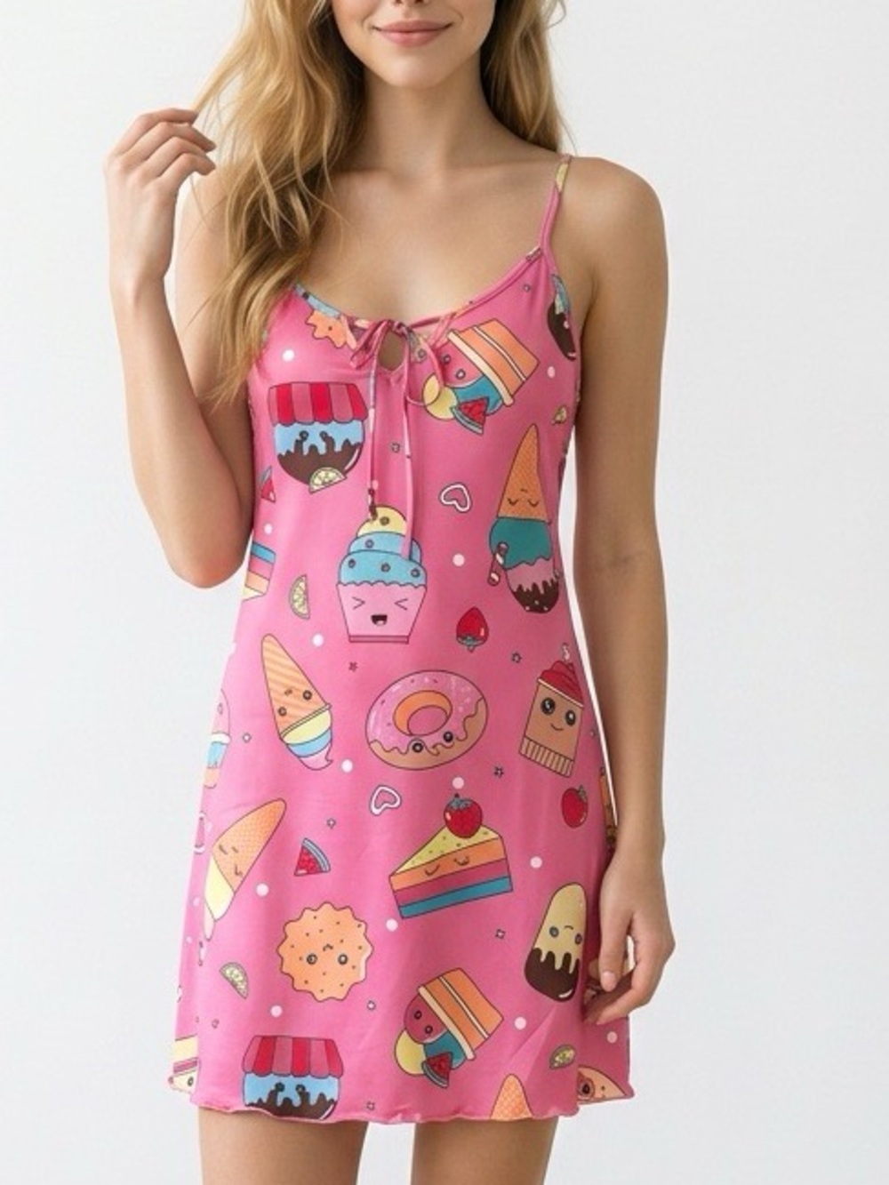 SHEIN Pink Dessert Print Cami Nightdress